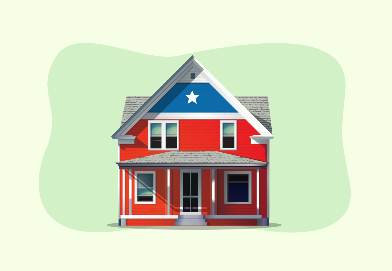 House with american flag theme.